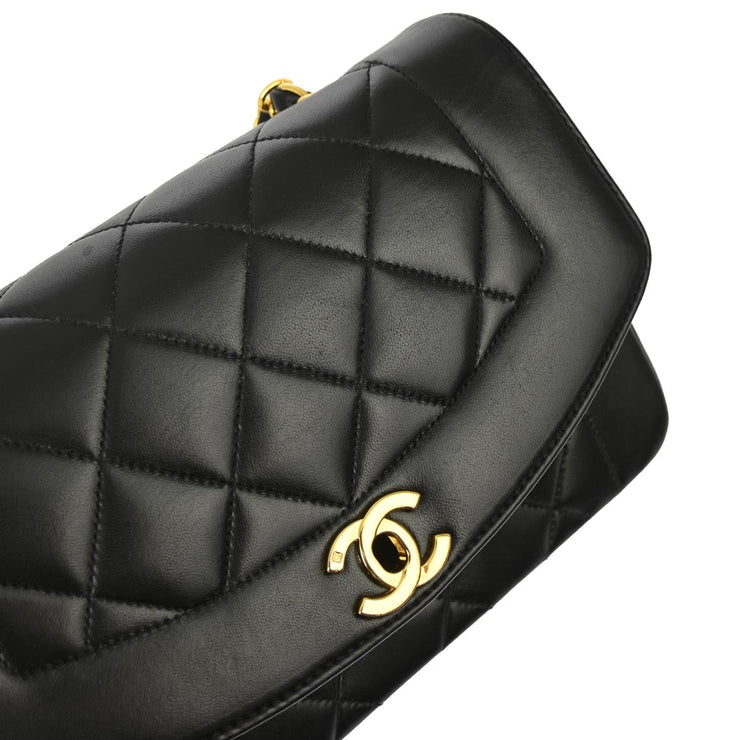 Chanel 1994-1996 Black Lambskin Small Diana Shoulder Bag