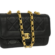 Chanel 1989-1991 Black Lambskin Single Flap Shoulder Bag