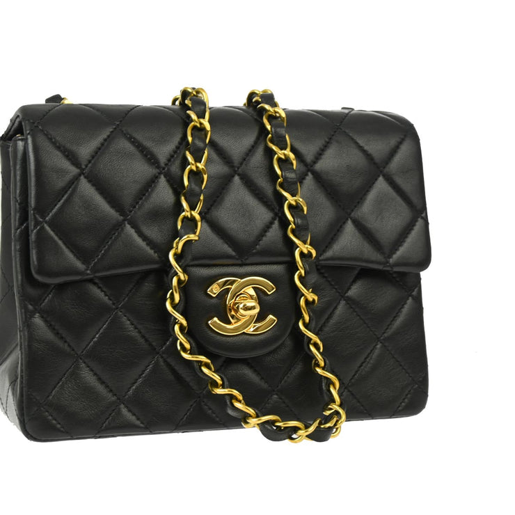 Chanel 1994-1996 Black Lambskin Mini Classic Square Flap Shoulder Bag 17