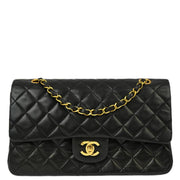 Chanel 1994-1996 Black Lambskin Medium Classic Double Flap Shoulder Bag