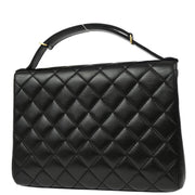 Chanel 1997-1999 Black Lambskin Straight Flap Handbag