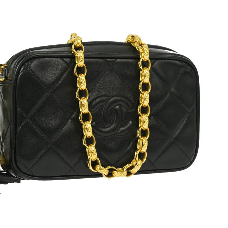 Chanel 1991-1994 Black Lambskin Camera Bag Mini