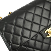 Chanel 1996-1997 Black Lambskin Jumbo Classic Flap Shoulder Bag