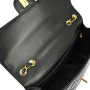 Chanel 1996-1997 Black Lambskin Jumbo Classic Flap Shoulder Bag