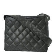 Chanel 1996-1997 Black Caviar Straight Flap Shoulder Bag