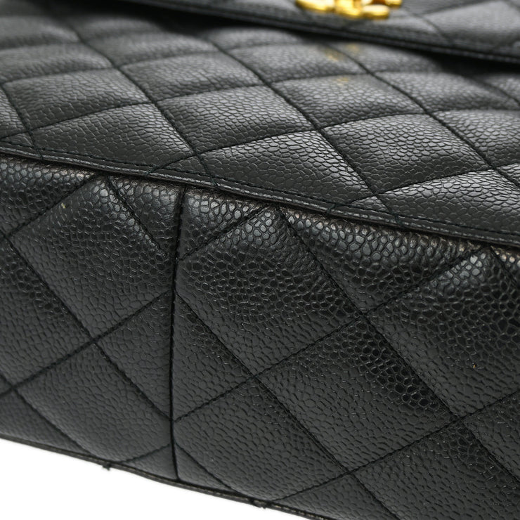 Chanel 1996-1997 Black Caviar Straight Flap Shoulder Bag