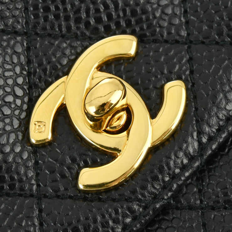 Chanel 1996-1997 Black Caviar Straight Flap Shoulder Bag