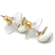 Chanel Button Piercing Earrings White 06V