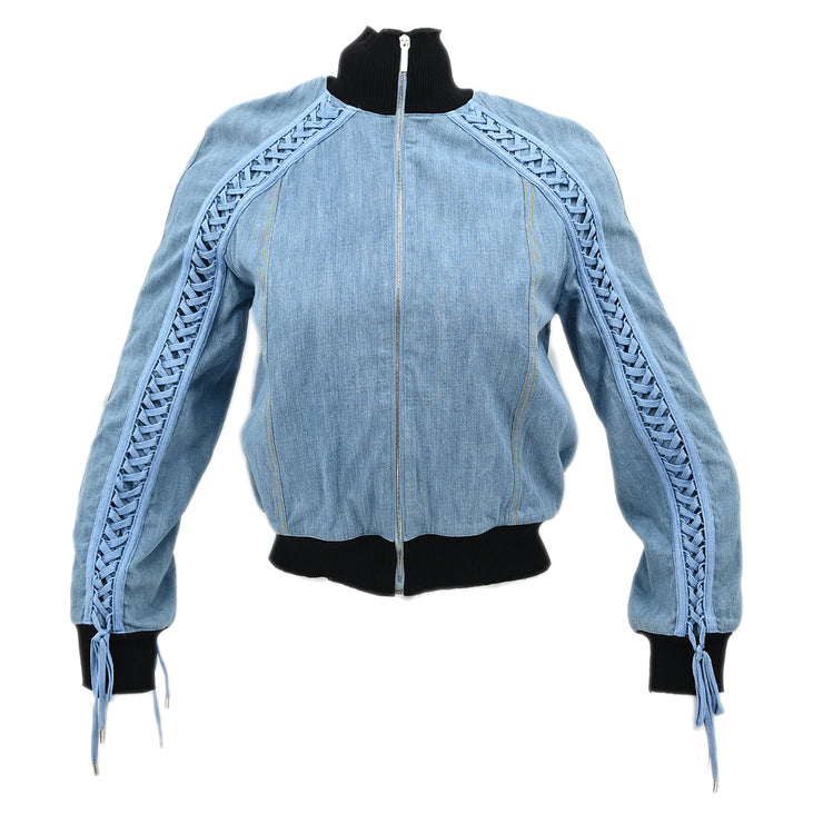 Christian Dior Zip Up Denim Jacket Light Blue #36