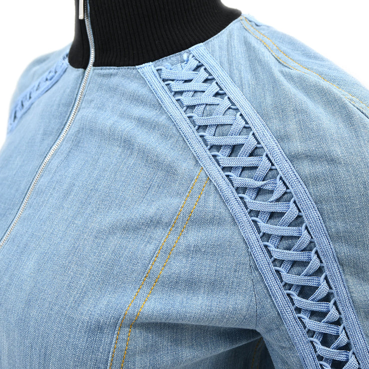 Christian Dior Zip Up Denim Jacket Light Blue #36