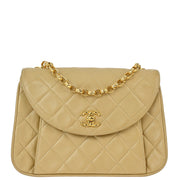 Chanel Beige Lambskin Classic Single Flap Shoulder Bag