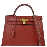 Hermes 2001 Rouge H Chamonix Kelly 32 Sellier 2way Shoulder Handbag