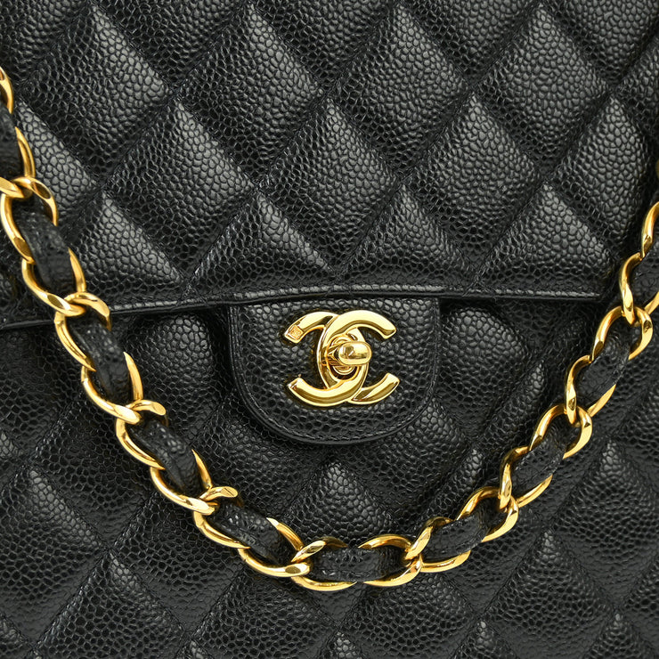 Chanel 2001-2003 Black Caviar Jumbo Classic Flap Shoulder Bag