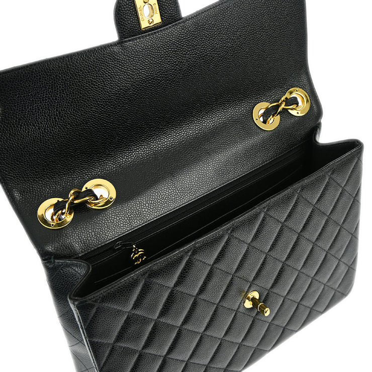 Chanel 2001-2003 Black Caviar Jumbo Classic Flap Shoulder Bag