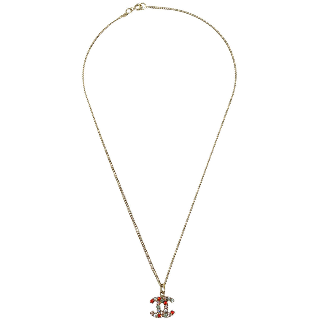 Chanel Gold Mini CC Pendant Necklace Rhinestone 04A – AMORE