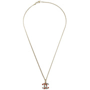 Chanel Gold Mini CC Pendant Necklace Rhinestone 04A