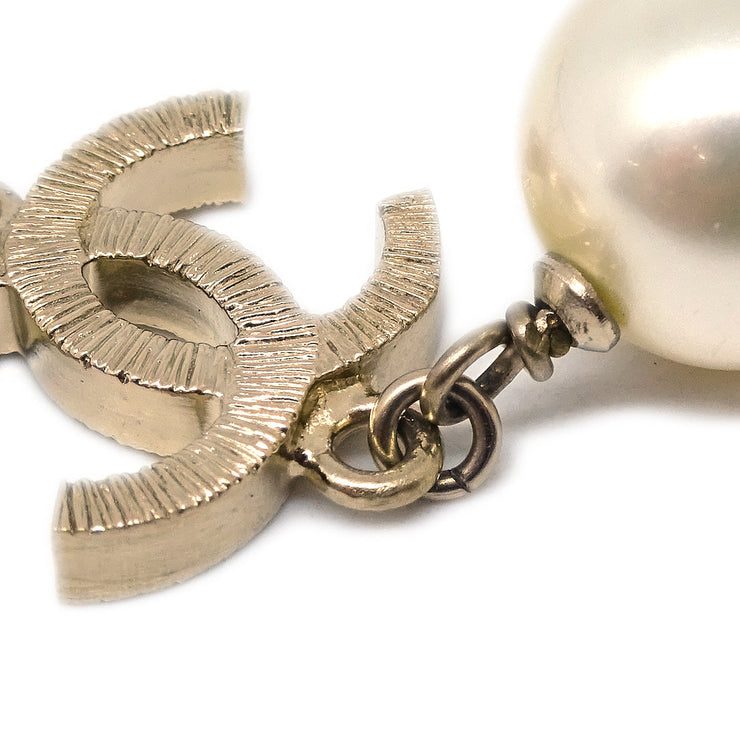 Chanel CC Chain Pendant Necklace Artificial Pearl Gold 09A