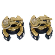 Chanel CC Rhinestone Earrings Clip-On Black 02A