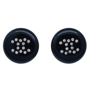 Chanel Button Piercing Earrings Rhinestone Black 04V