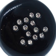 Chanel Button Piercing Earrings Rhinestone Black 04V