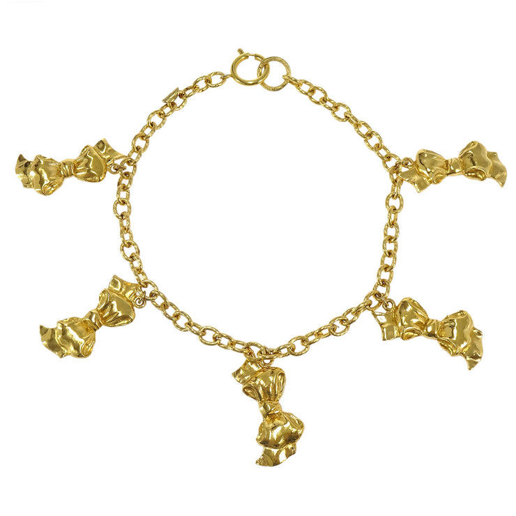 Chanel Bow Chain Necklace Gold