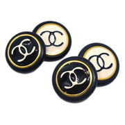 Chanel Cuffs Button Black White 96P Small Good