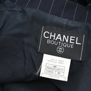 Chanel Single Breasted Jacket Navy 96P #40