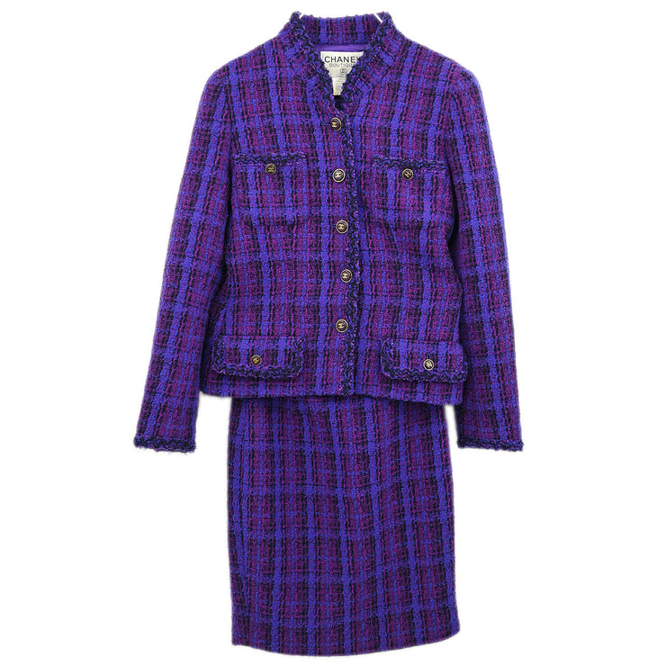 Chanel Setup Suit Jacket Skirt Purple 95A #36