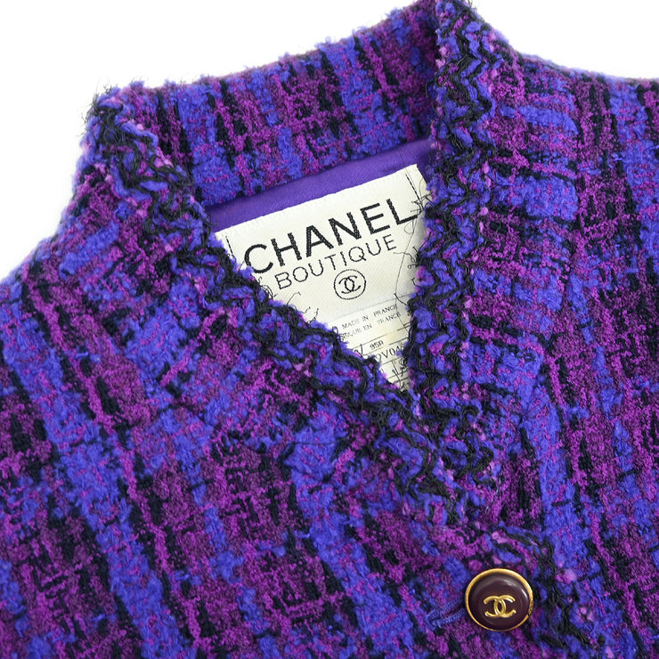 Chanel Setup Suit Jacket Skirt Purple 95A #36