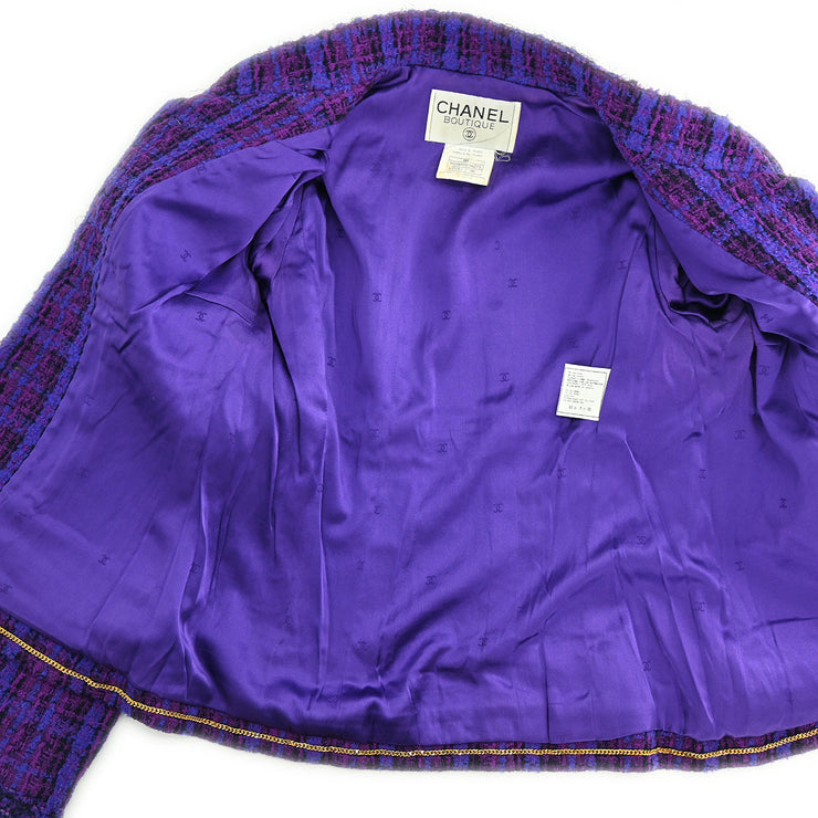 Chanel Setup Suit Jacket Skirt Purple 95A #36