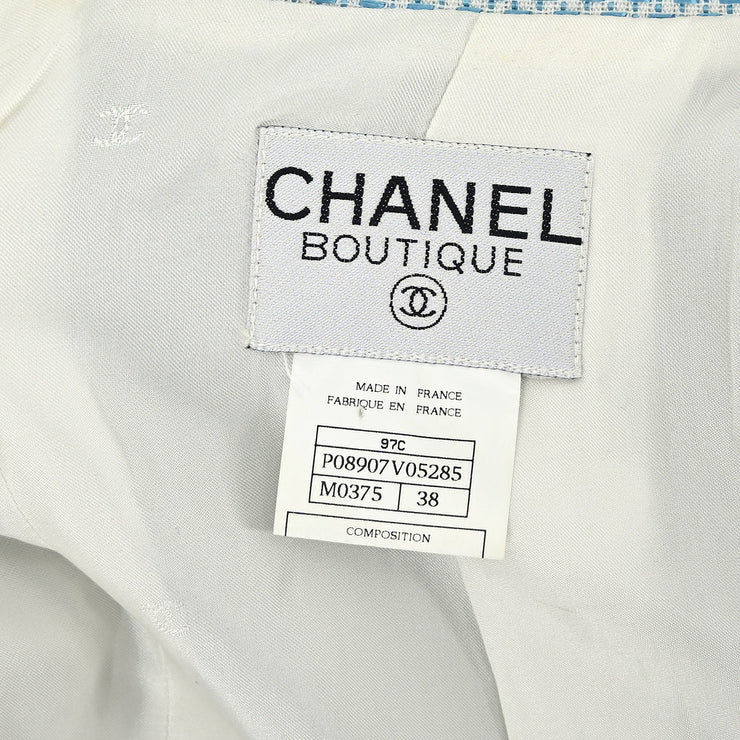 Chanel 1997 Setup Suit Jacket Skirt Light Blue #38