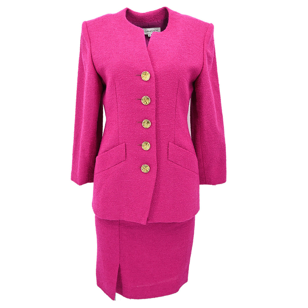 Yves Saint Laurent Setup Suit Jacket Skirt Pink #36 – AMORE 