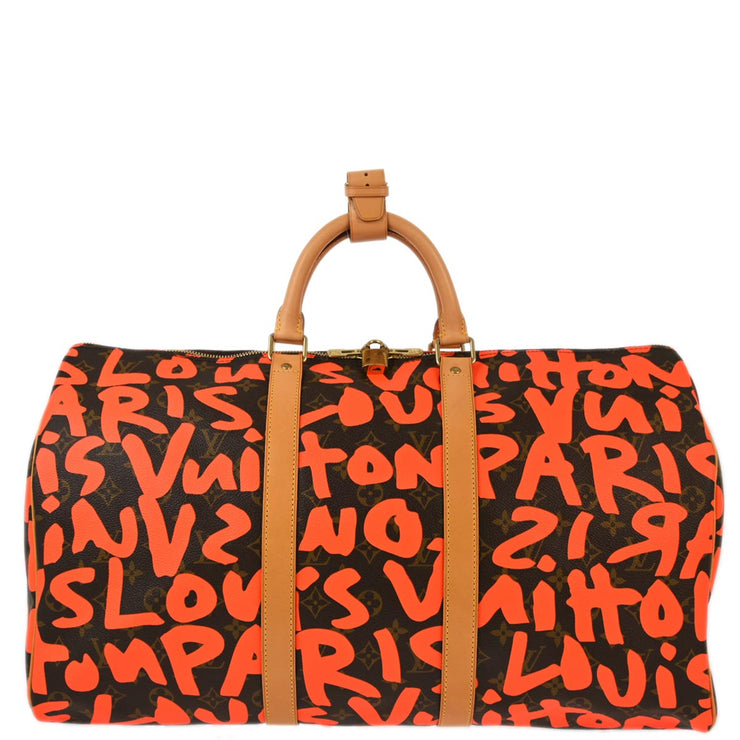 Louis Vuitton 2009 Orange Monogram Graffiti Keepall 50 Duffle M93699