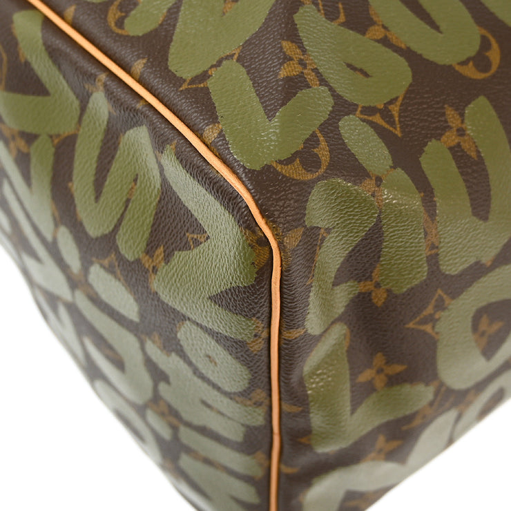 Louis Vuitton 2001 Khaki Monogram Graffiti Keepall 50 Duffle M92196