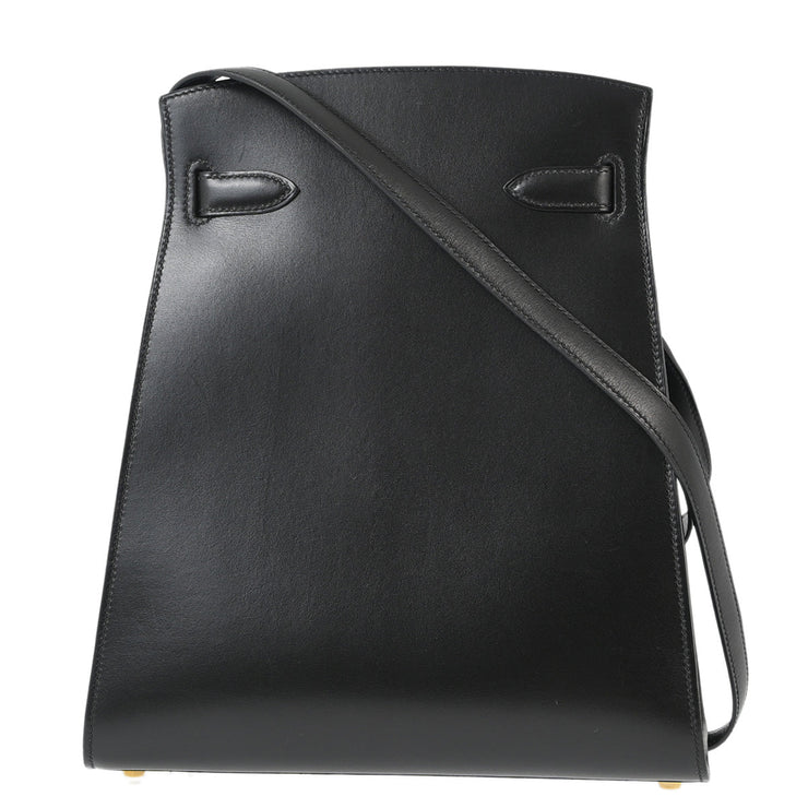 Hermes * 1996 Black Box Calf Kelly Sport MM Shoulder Bag