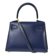 Hermes * 1996 Blue Box Calf Kelly 20 Sellier 2way Shoulder Handbag