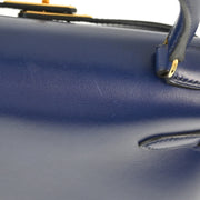 Hermes * 1996 Blue Box Calf Kelly 20 Sellier 2way Shoulder Handbag