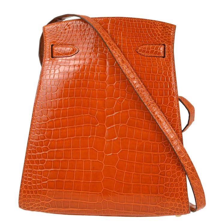 Hermes * 1994 Pain d'epice Crocodile Porosus Kelly Sport MM Shoulder Bag