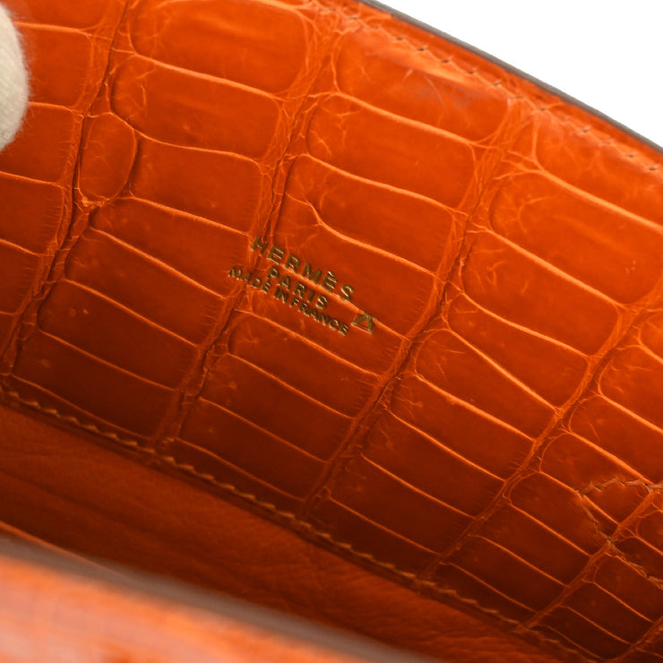 Hermes * 1994 Pain d'epice Crocodile Porosus Kelly Sport MM Shoulder Bag