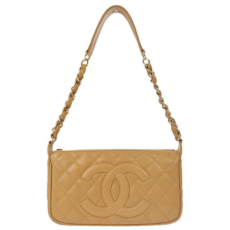 Chanel Beige Caviar Skin Hobo Chain Handbag