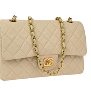 Chanel Ivory Lambskin Medium Classic Double Flap Shoulder Bag