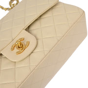 Chanel Ivory Lambskin Medium Classic Double Flap Shoulder Bag