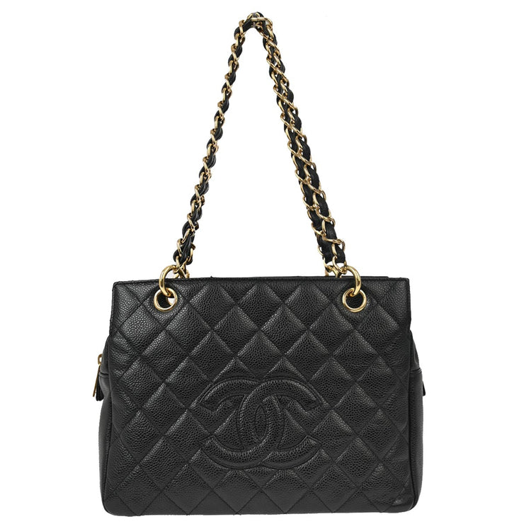 Chanel Black Caviar Petite Timeless Tote PTT Chain Handbag