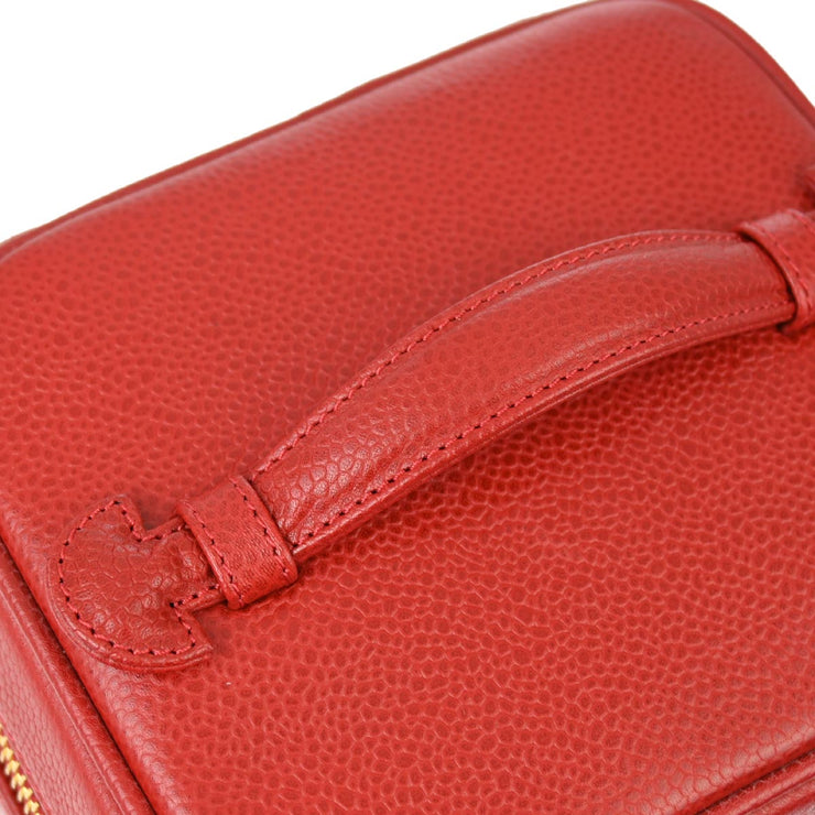 Chanel Red Caviar Timeless Vanity Handbag