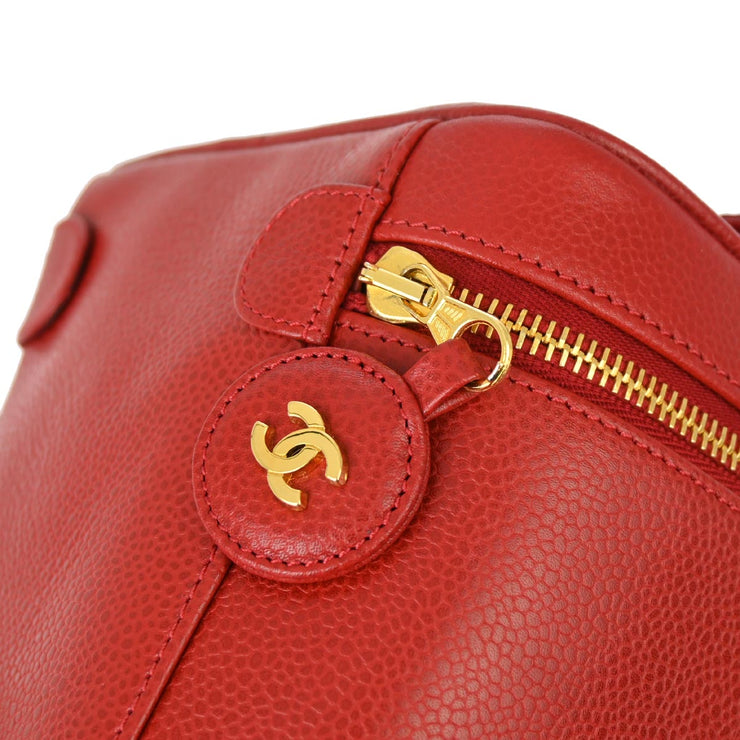 Chanel Red Caviar Timeless Vanity Handbag