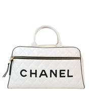 Chanel 1994-1996 White Calfskin Duffle Bowling Bag