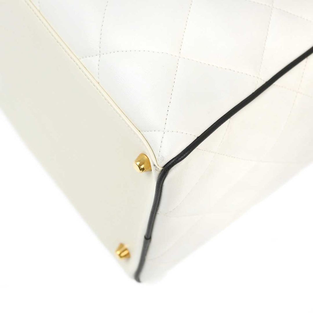 Chanel 1994-1996 White Calfskin Duffle Bowling Bag – AMORE Chanel 1994-1996 White Calfskin Duffle Bowling Bag – AMORE