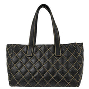 Chanel Black Calfskin Wild Stitch Tote Handbag