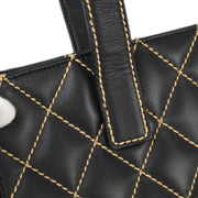 Chanel Black Calfskin Wild Stitch Tote Handbag