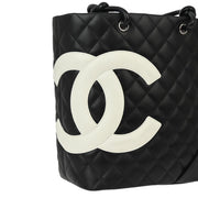 Chanel Black Calfskin Cambon Ligne Tote Handbag